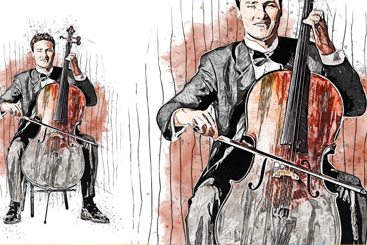 油画素描效果照片处理Photoshop动作 Paint Sketch Photoshop Action 插件预设 sucaiwan.com