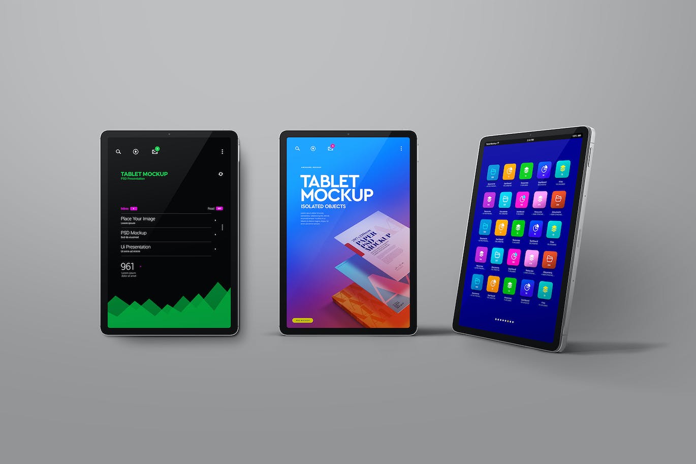 平板电脑iPad正面顶部透视图样机模板v1 Tablet Mockup Front Top Persperctive View 01 样机素材 sucaiwan.com