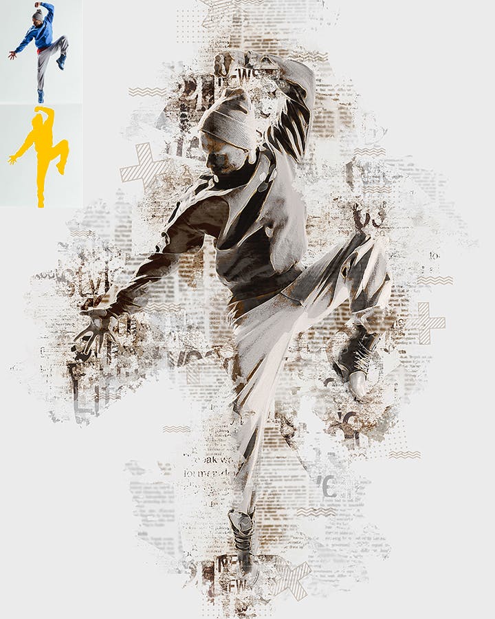 抽象报纸效果照片处理Photoshop动作 Abstract Newspaper Photoshop Action 插件预设 sucaiwan.com