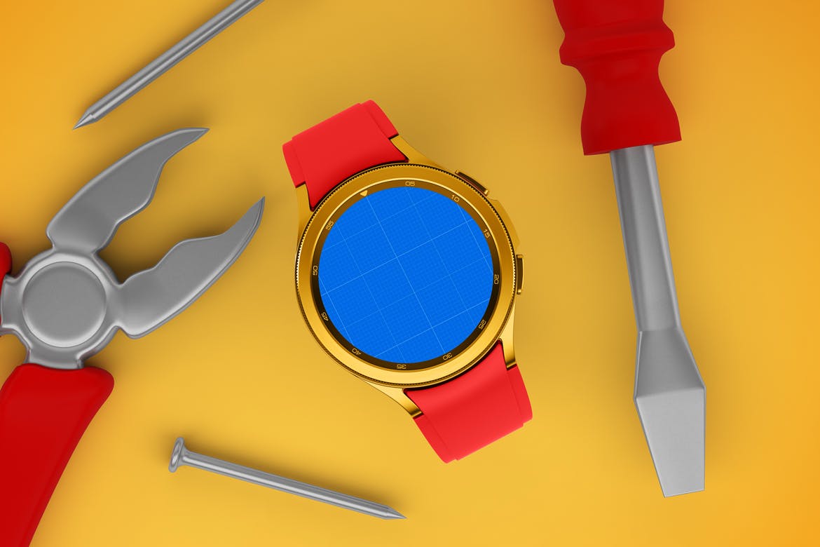 劳动节元素三星Watch 4手表样机 Watch 4 Labor Day 样机素材 sucaiwan.com