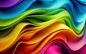彩虹波浪缎面3D背景 Rainbow Wavy Satin Background