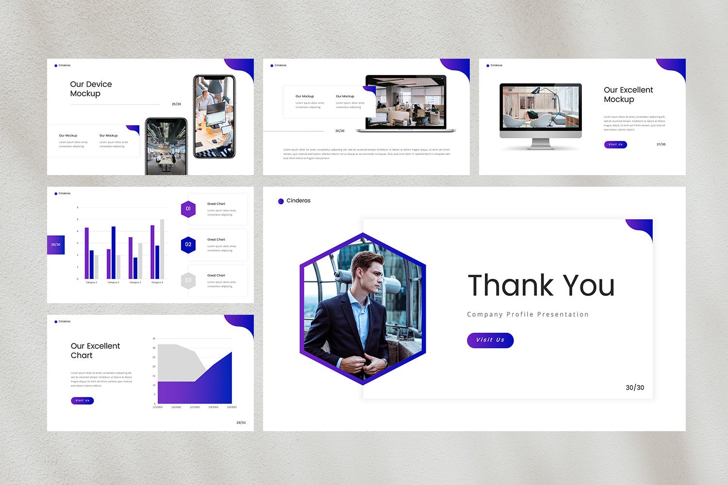 企业公司简介PPT设计模板 Cinderas – Company Profile PowerPoint Template 幻灯图表 sucaiwan.com