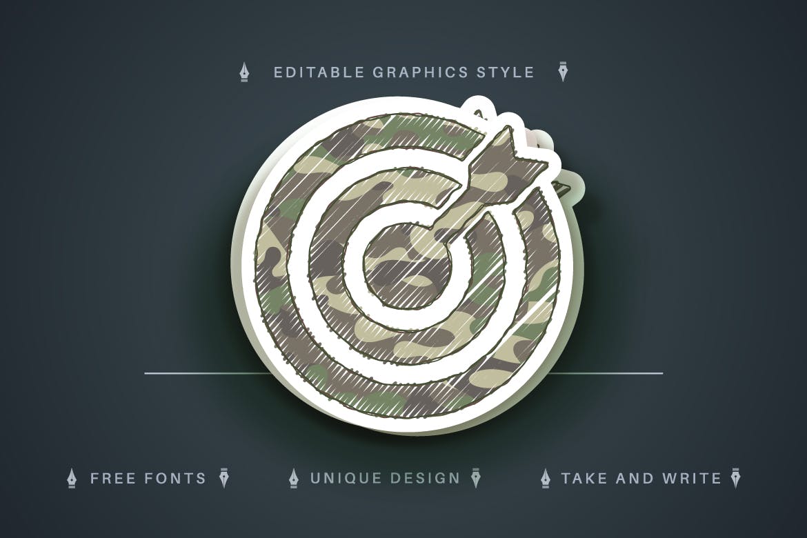 士兵贴纸矢量文字效果字体样式 Soldier Sticker Editable Text Effect, Font Style 插件预设 sucaiwan.com