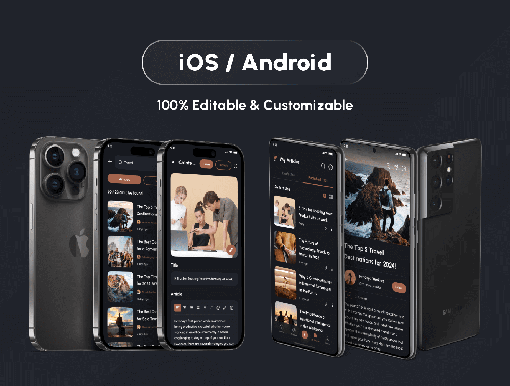 文章和博客App应用程序UI套件 APP UI sucaiwan.com
