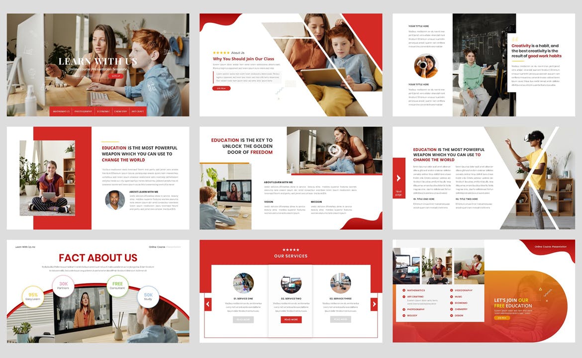 在线课程教育谷歌幻灯片创意模板 Online Course – Education Google Slide Template 幻灯图表 sucaiwan.com