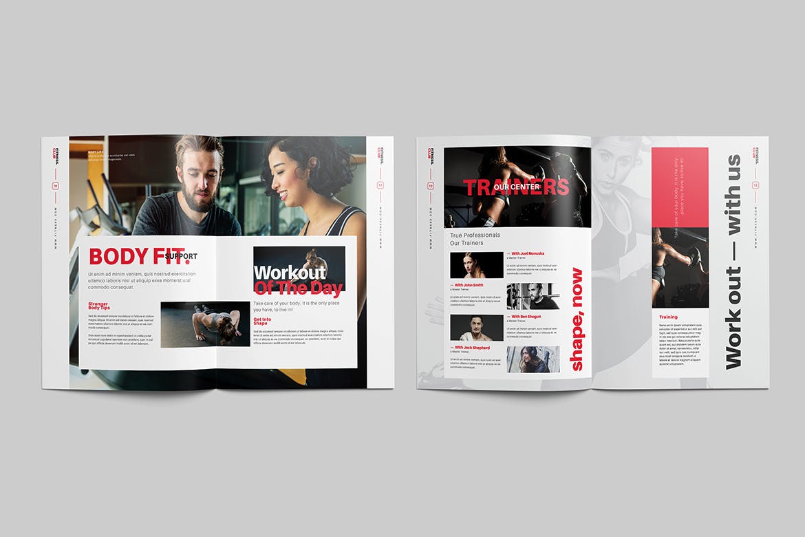 健身运动方案画册模板 Fitness – Gym Brochure 幻灯图表 sucaiwan.com