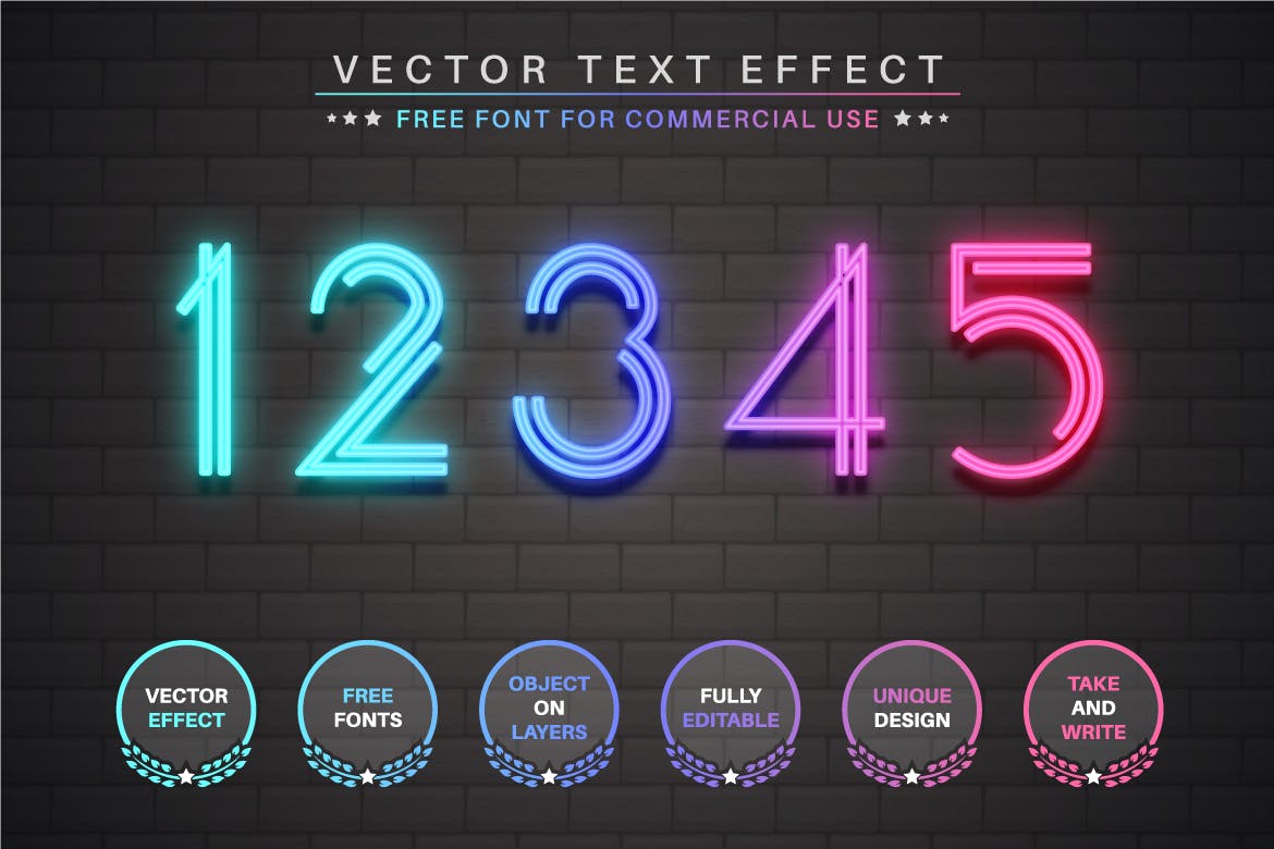 霓虹灯管矢量文字效果字体样式 Night Club – Editable Text Effect, Font Style 插件预设 sucaiwan.com