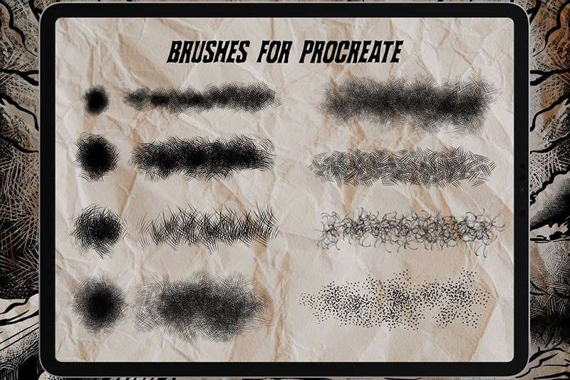 Procreate独特的版画纹理笔刷 笔刷资源 sucaiwan.com