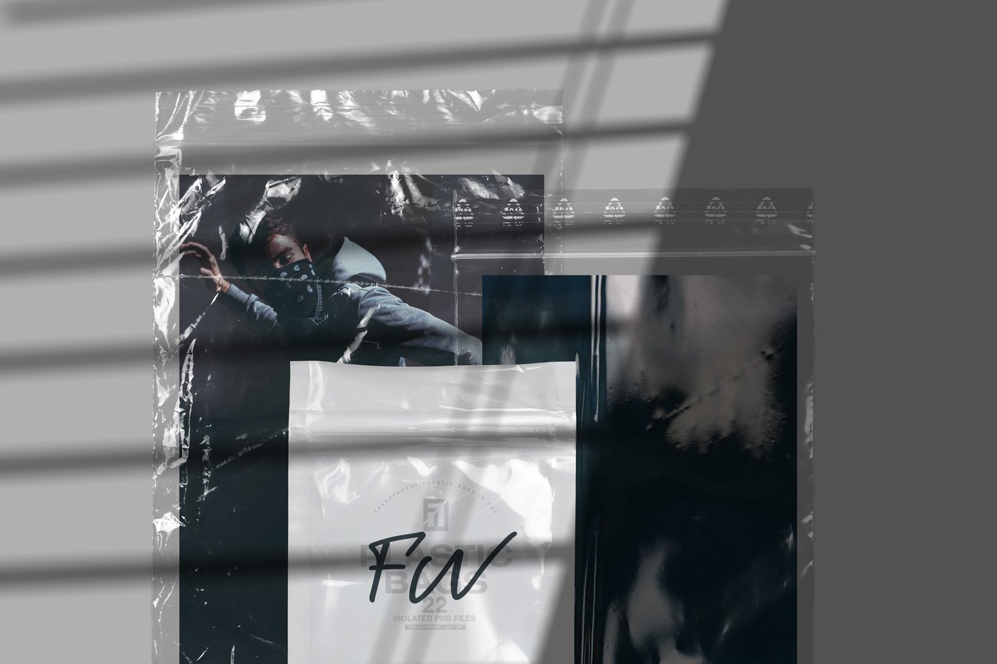 30个高分辨率褶皱潮流空塑料袋PNG物料设计展示样机模板 Flyerwrk Isolated Empty Plastic Bags 样机素材 sucaiwan.com