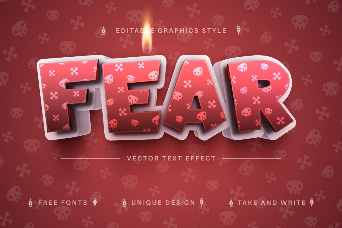 恐怖骨头元素矢量文字效果字体样式 Hell – Editable Text Effect, Font Style 插件预设 sucaiwan.com