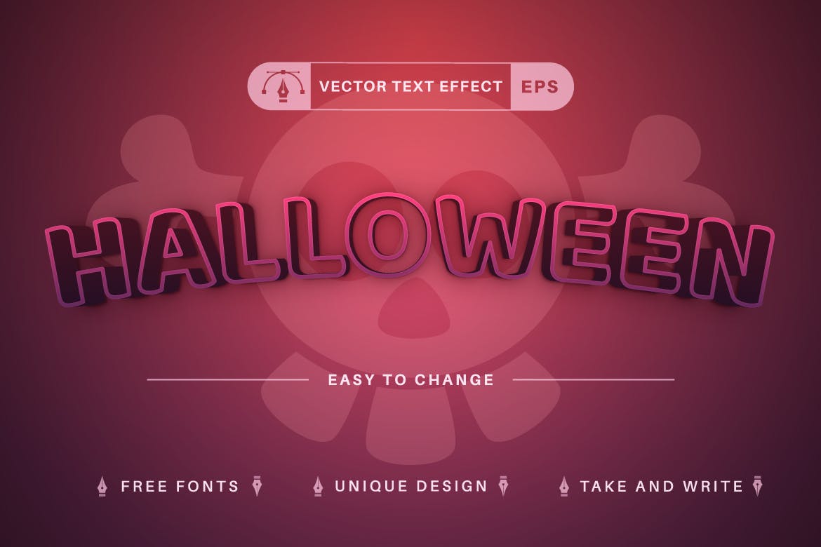 万圣节矢量文字效果字体样式 Halloween – Editable Text Effect, Font Style 插件预设 sucaiwan.com