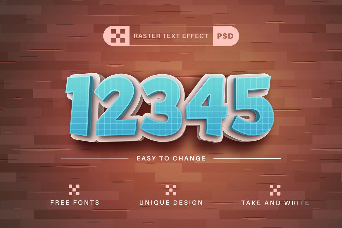 可爱3D学校文字效果字体样式 Cute School – Editable Text Effect, Font Style 插件预设 sucaiwan.com