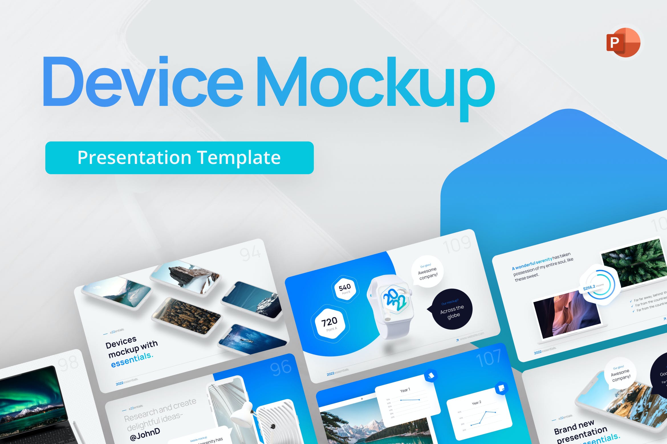 响应式设备样机PPT素材 Device Mockup PowerPoint Template 幻灯图表 sucaiwan.com
