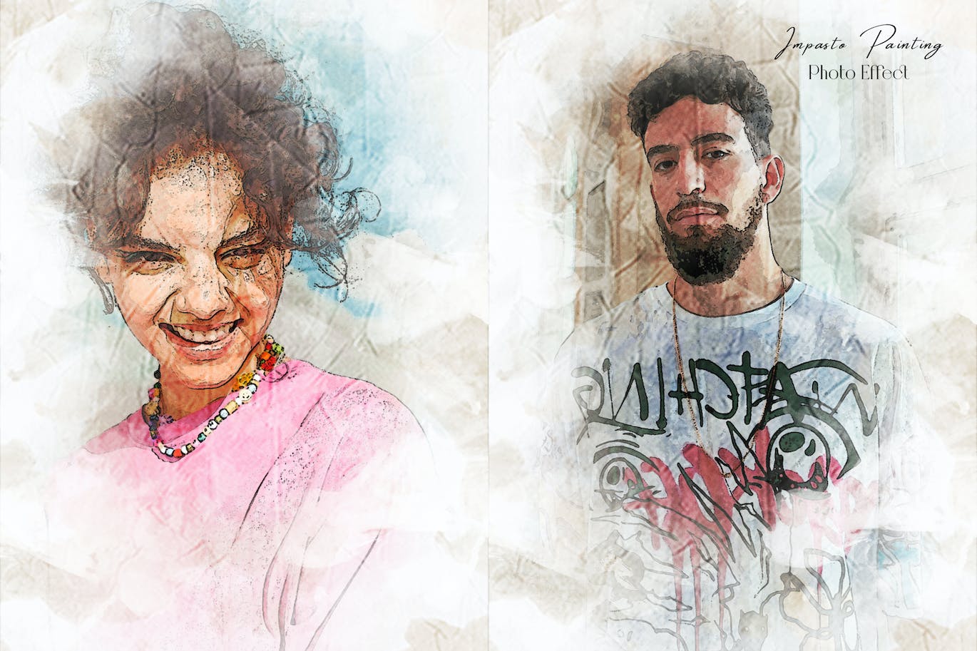 厚涂颜料绘画效果PS动作模板 Impasto Painting Photoshop Action 插件预设 sucaiwan.com