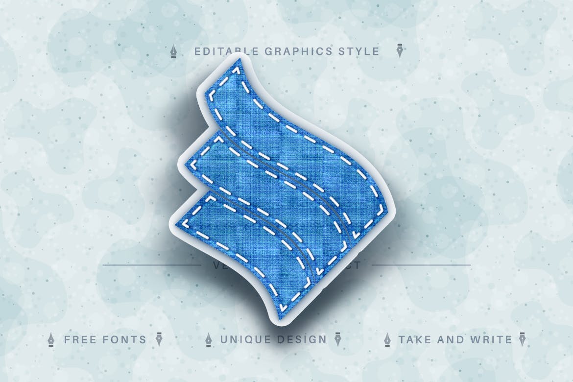 牛仔裤纺织矢量文字效果字体样式 Jeans Textile – Editable Text Effect, Font Style 插件预设 sucaiwan.com