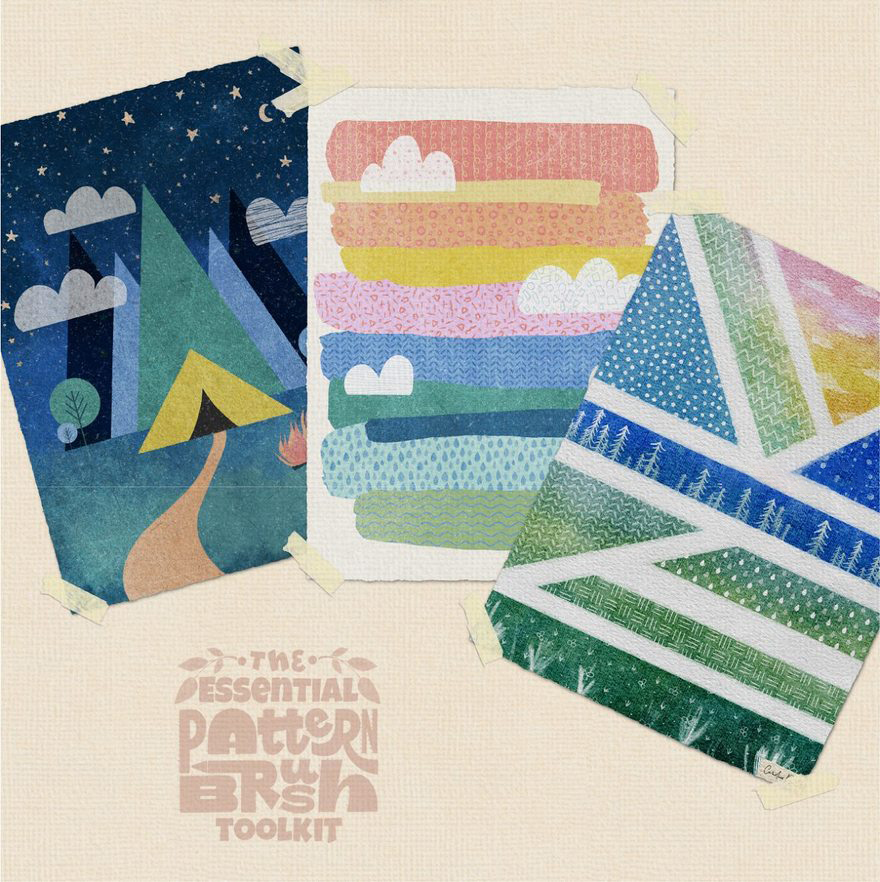 Procreate笔刷-水彩手绘几何抽象纹理Procreate图案笔刷素材 笔刷资源 sucaiwan.com