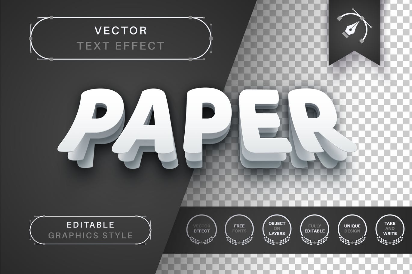 分层纸张矢量文字效果字体样式 Office Paper – Editable Text Effect, Font Style 插件预设 sucaiwan.com