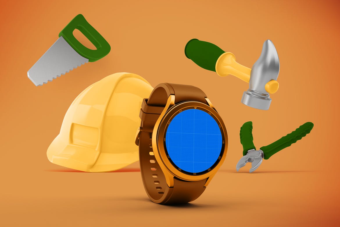 劳动节元素三星Watch 4手表样机 Watch 4 Labor Day 样机素材 sucaiwan.com