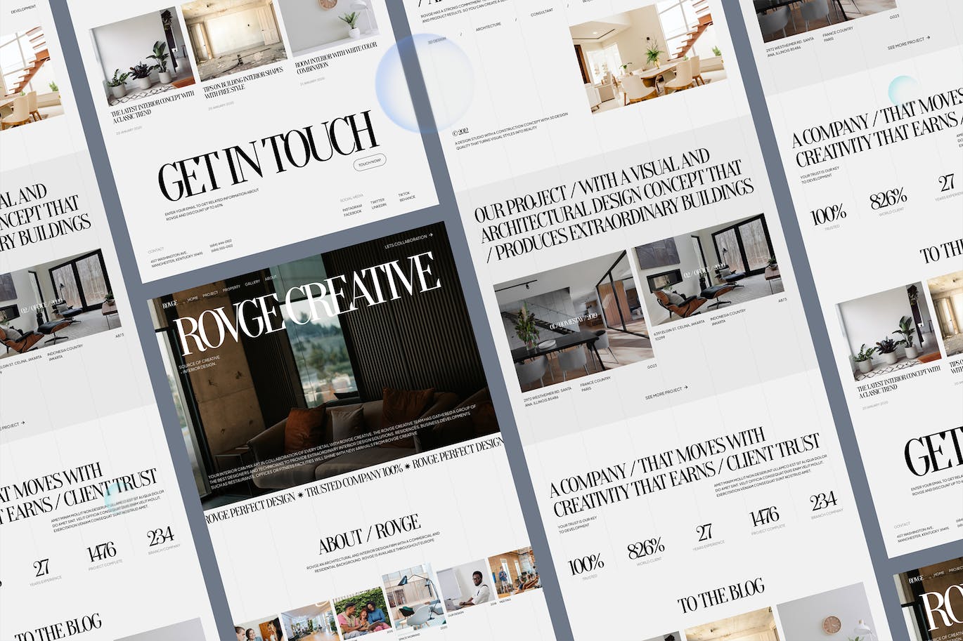 室内设计网站着陆页模板 Rovge – Interior Design Landing Page APP UI sucaiwan.com