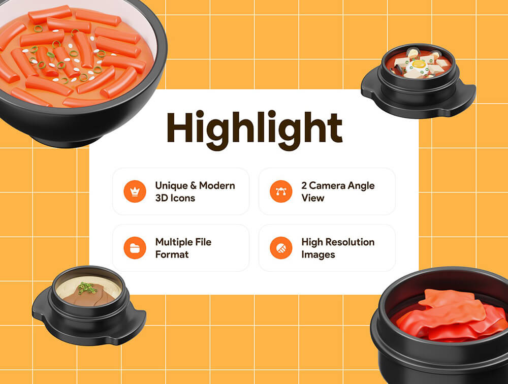 韩国食品3D图标插画 图标素材 sucaiwan.com