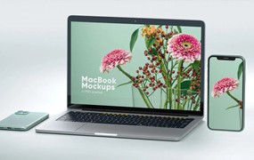 样机模板-苹果iPhone和MacBook电脑手机UI展示样机模板