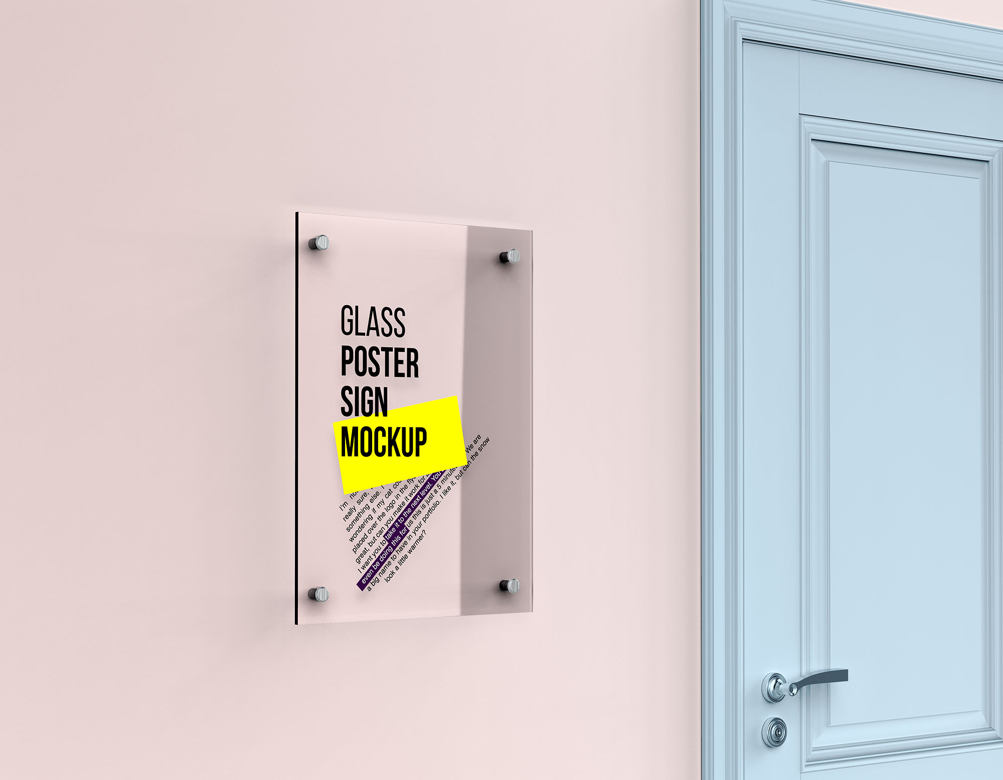 玻璃海报标牌样机 Glass Poster Mockup 样机素材 sucaiwan.com