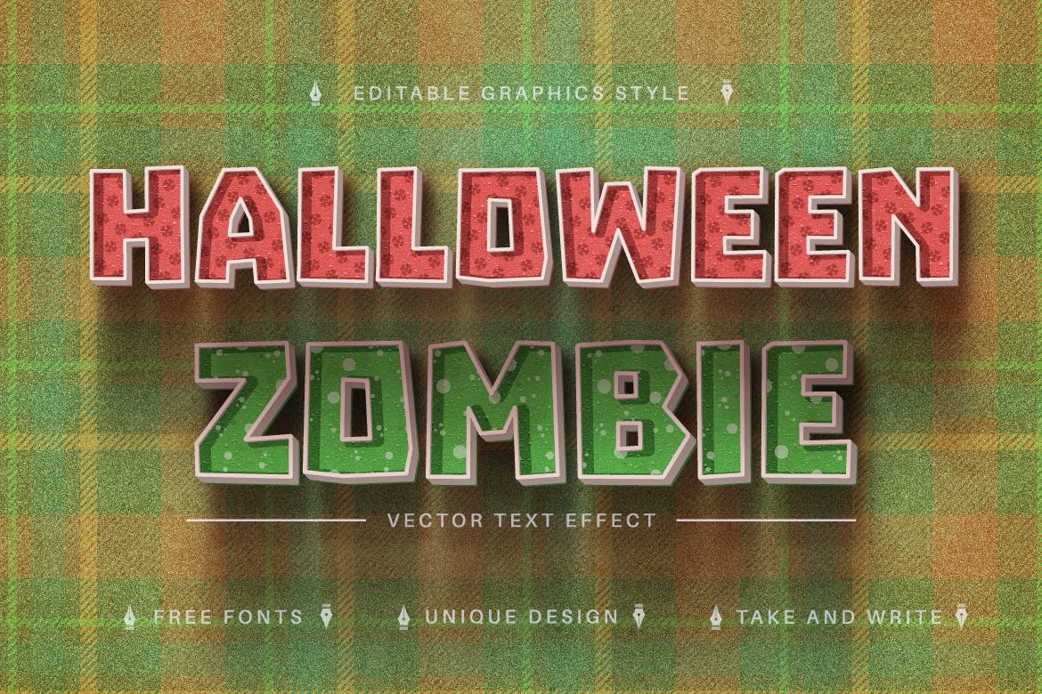 怪物纹理矢量文字效果字体样式 Monster – Editable Text Effect, Font Style 插件预设 sucaiwan.com