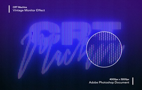 真实高分辨率细节逼真老式CRT显示器外观PSD图层样式素材 CRT Machine by Studio 2am