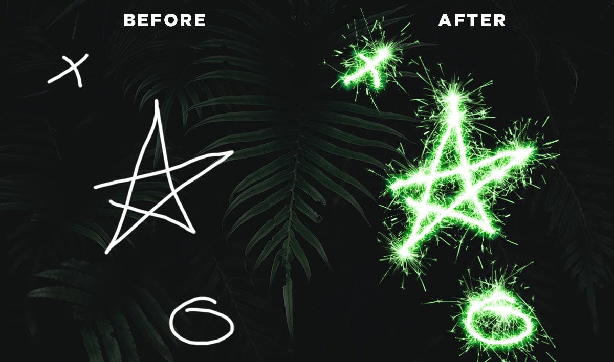 烟花效果文字处理Photoshop动作 Sparkler Photoshop Action 插件预设 sucaiwan.com