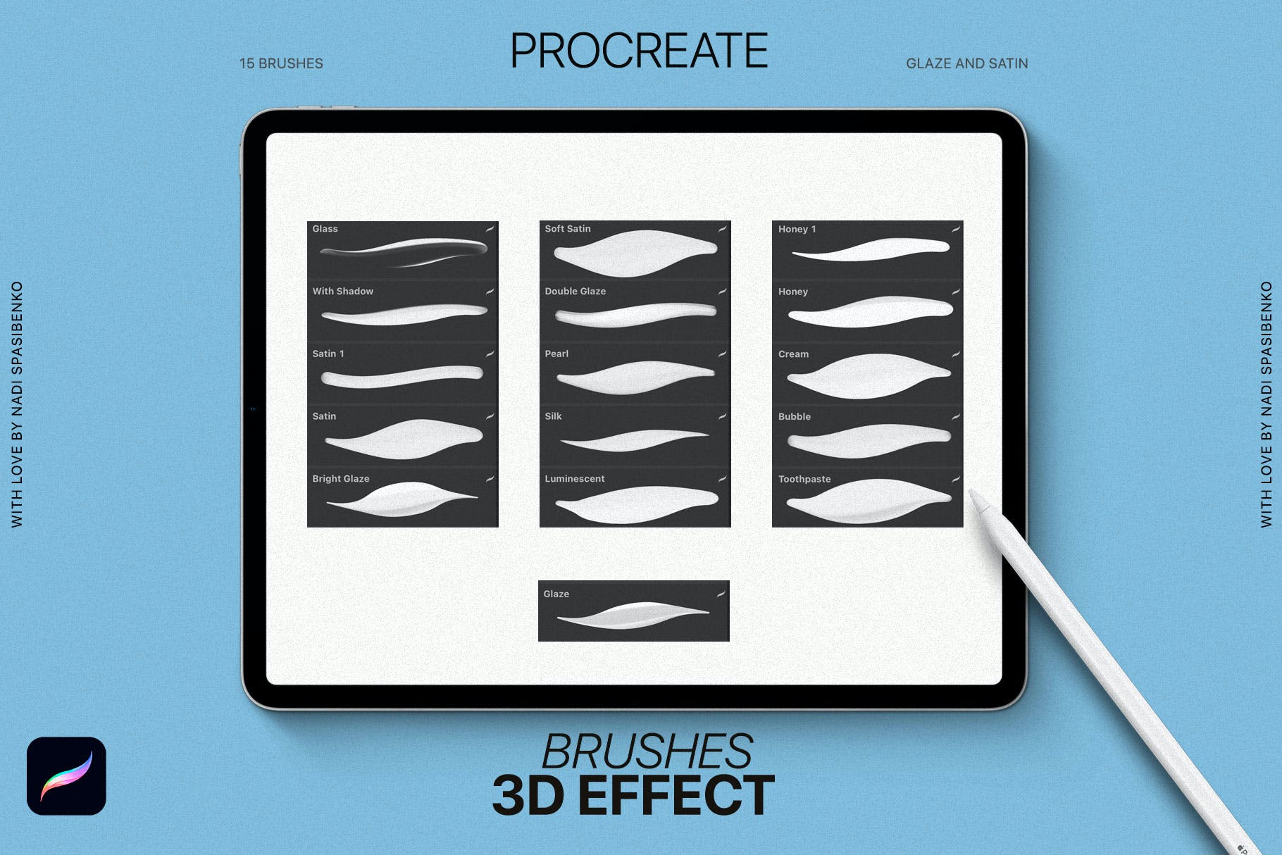 3D效果Procreate画笔 3D effect Procreate Brushes 笔刷资源 sucaiwan.com