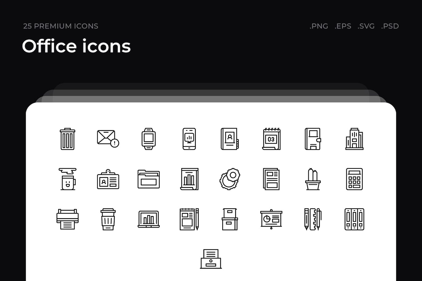 25枚办公主题简约线条矢量图标 Office icons 图标素材 sucaiwan.com