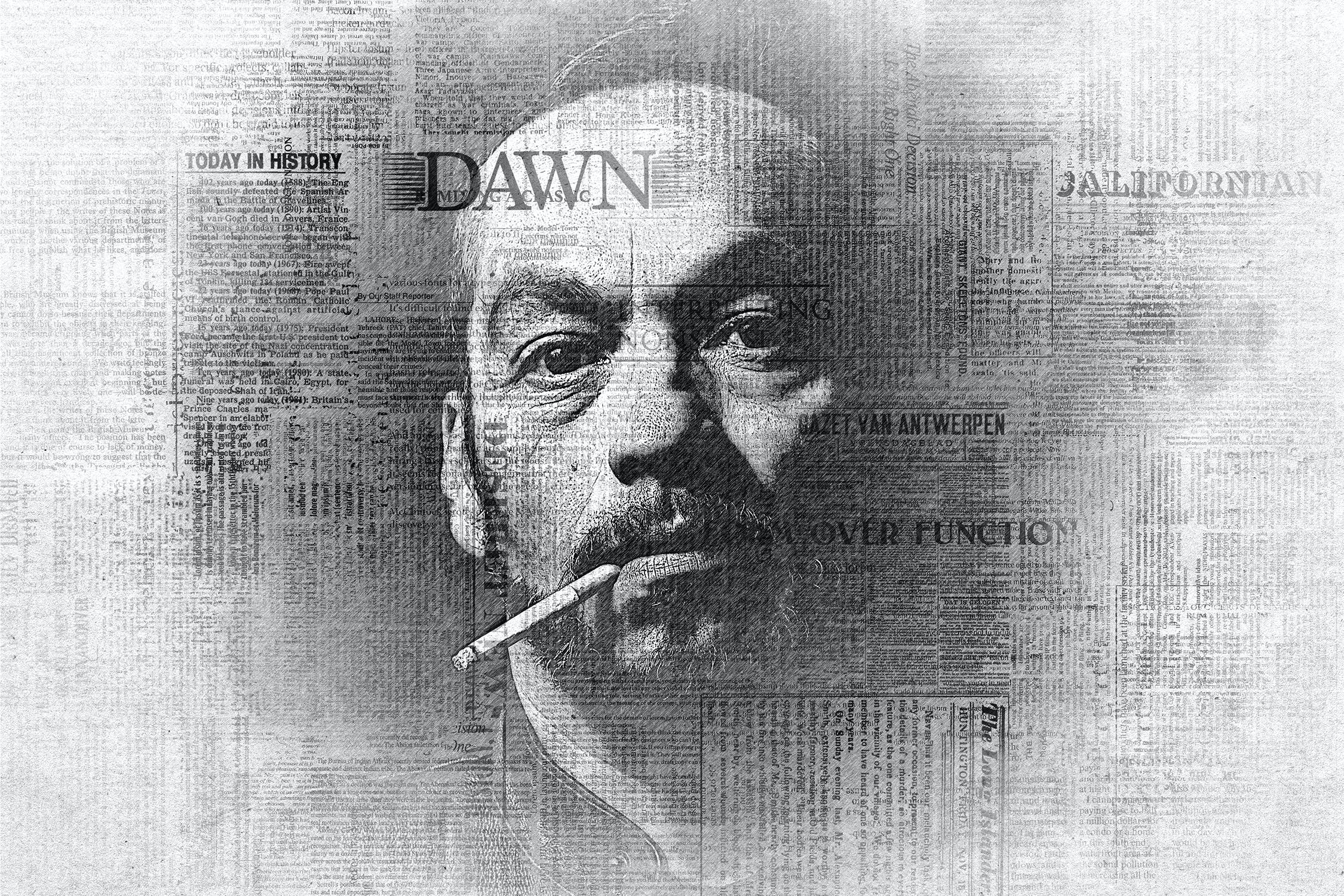 报纸印刷PS照片效果模板 Newspaper Photoshop Effect 设计素材 sucaiwan.com