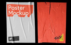 30张独特逼真褶皱视觉海报样机巨型包 30 Poster Mockup Mega Pack
