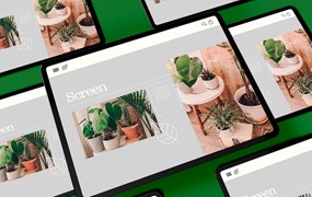 平板电脑网站UI屏幕样机 Tablet UI Screen Mockup