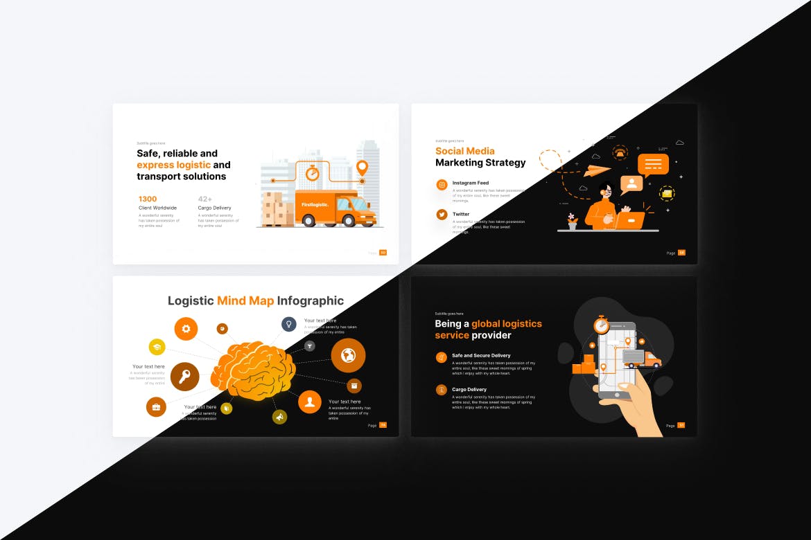 物流专业服务PPT演示幻灯片模板 Logistic Professional PowerPoint Template 幻灯图表 sucaiwan.com