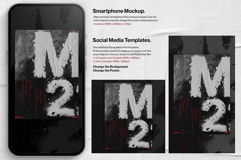 潮流文字扭曲故障风海报PS图层样式 插件预设 sucaiwan.com