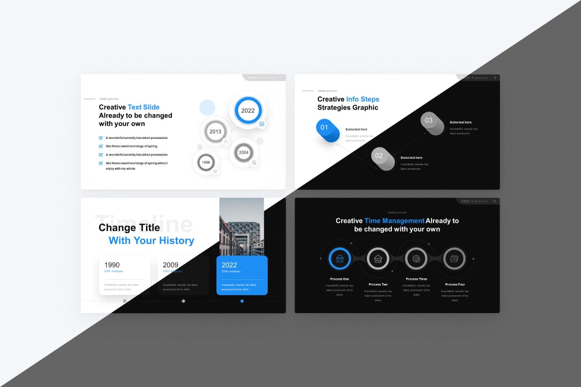 日程表和流程PPT幻灯片模板素材 Timeline & Process PowerPoint Template 幻灯图表 sucaiwan.com
