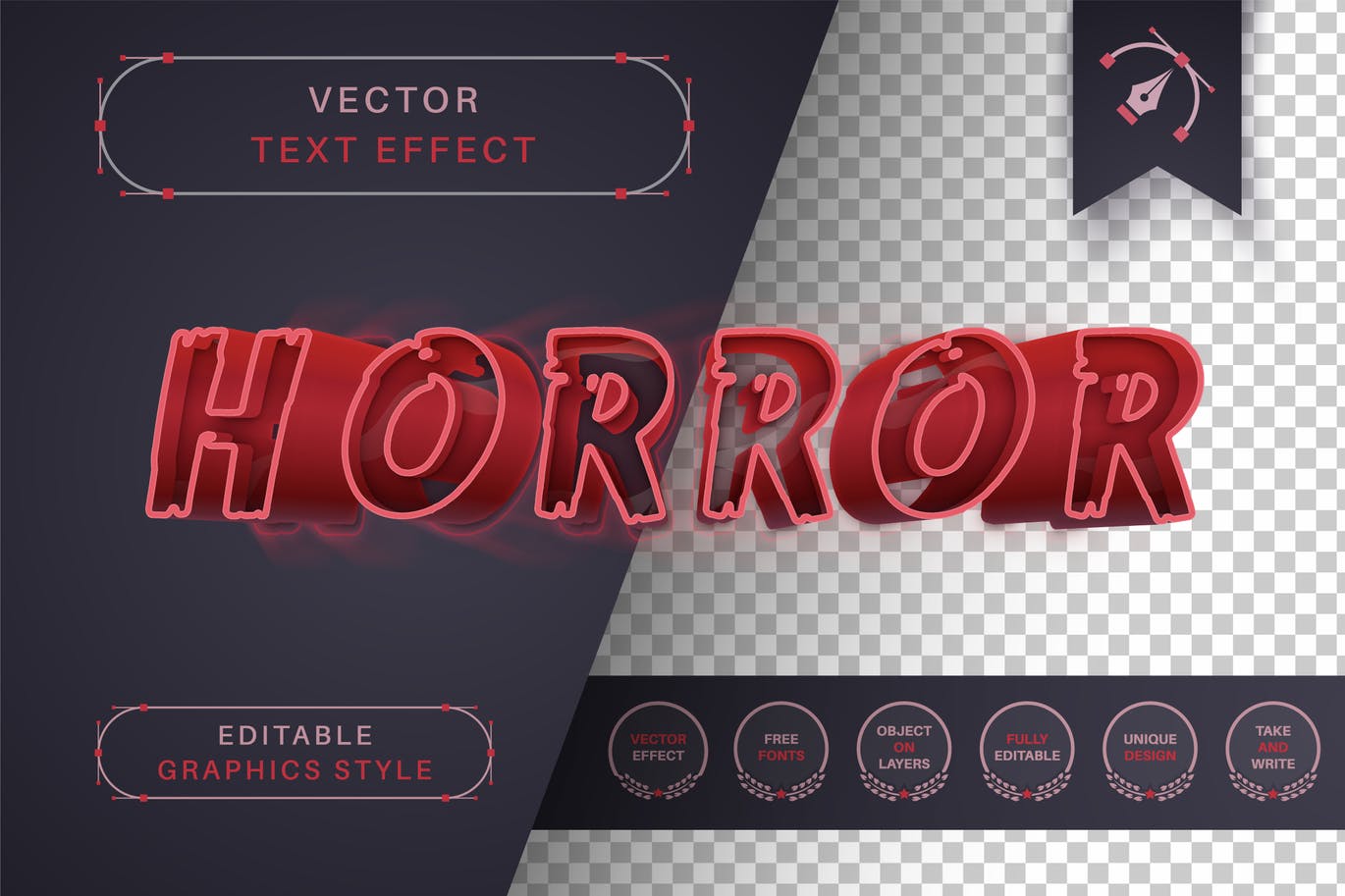 红色恐怖矢量文字效果字体样式 Horror Stroke – Editable Text Effect, Font Style 插件预设 sucaiwan.com
