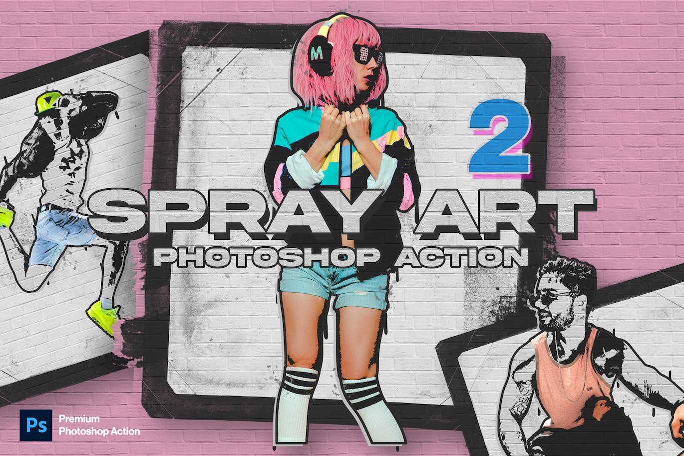 喷涂艺术效果照片处理Photoshop动作 Spray Art 2 Photoshop Action 插件预设 sucaiwan.com