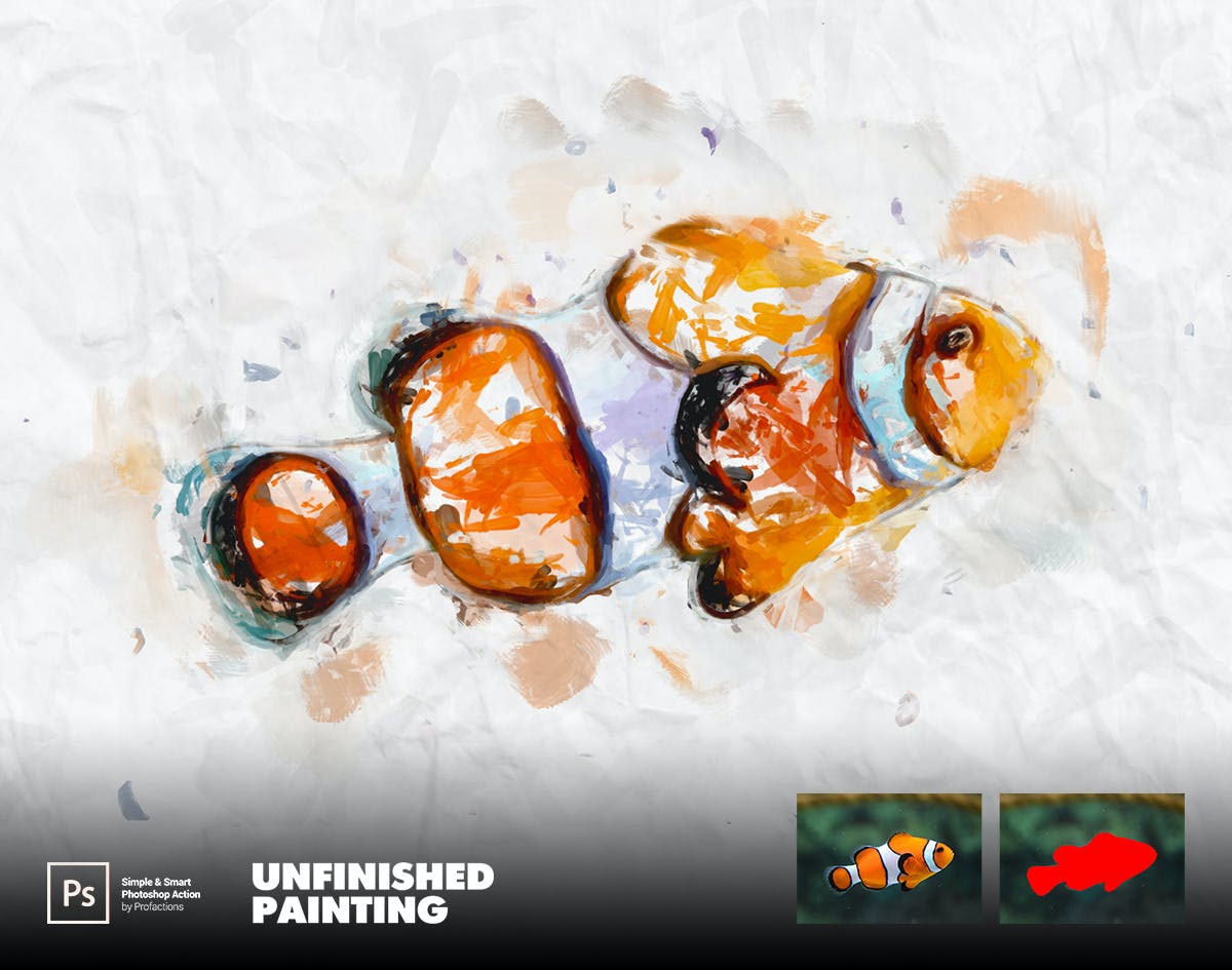 未完成的绘画效果照片处理ps动作 Unfinished Painting Photoshop Action 插件预设 sucaiwan.com