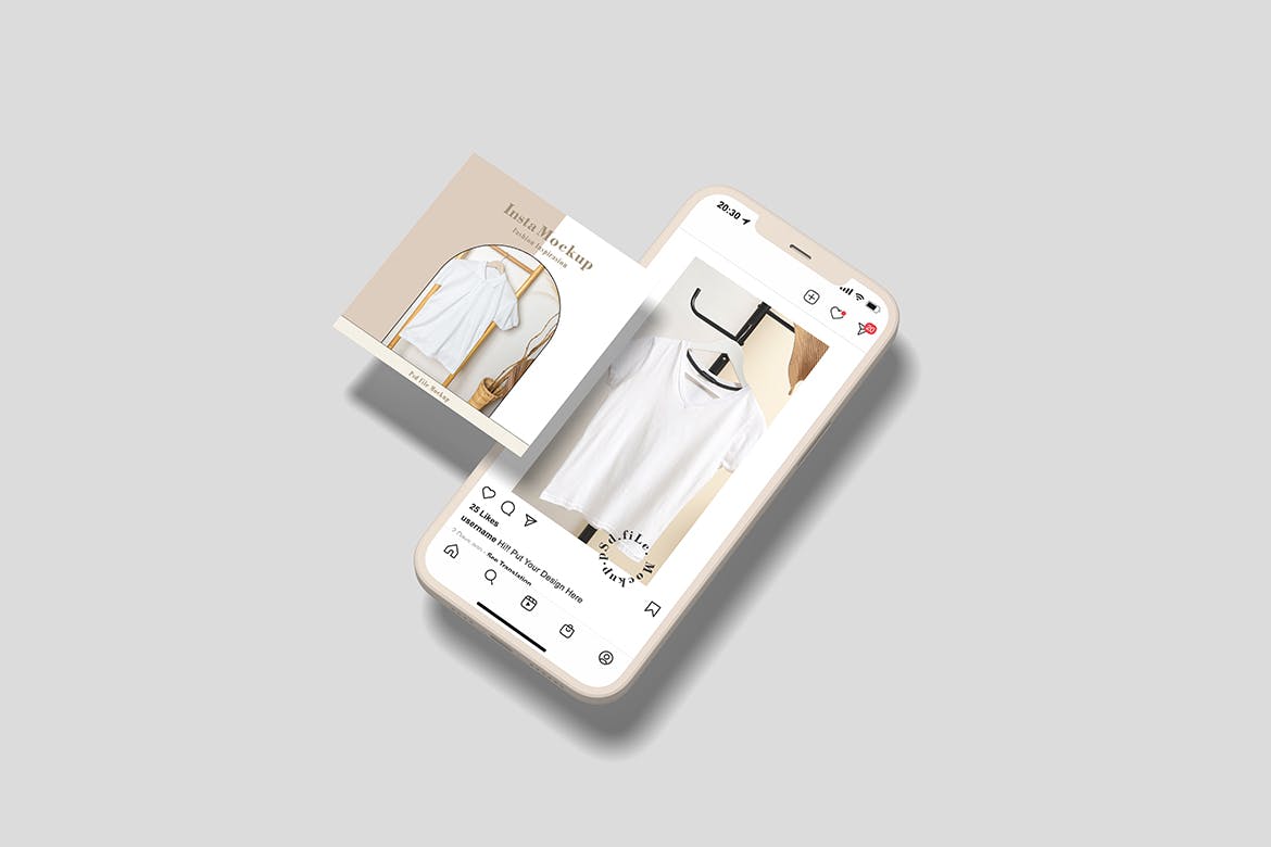 Insta故事和帖子手机屏幕样机图 Insta Stories and Posts Mockup 样机素材 sucaiwan.com