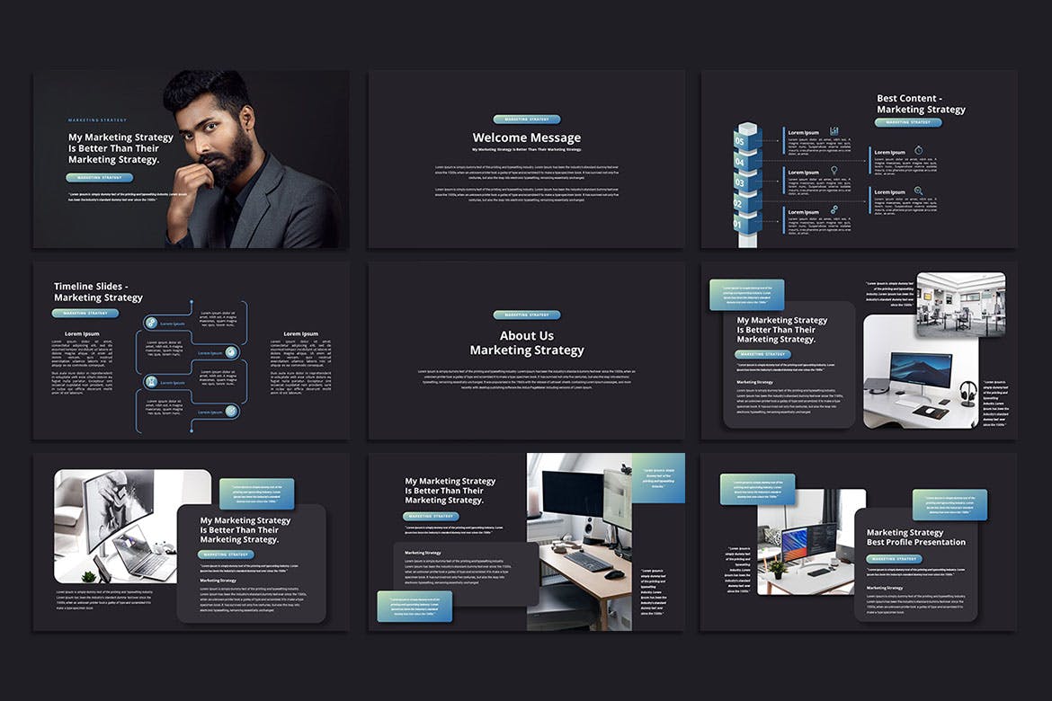 市场营销策略Powerpoint模板下载 Marketing Strategy – PowerPoint Template 幻灯图表 sucaiwan.com