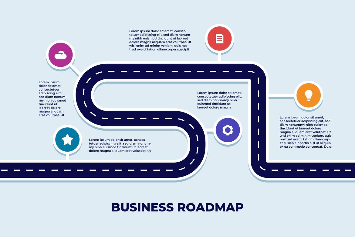 路线图时间轴商业信息图表模板 Roadmap Timeline Business Infographic Template 幻灯图表 sucaiwan.com