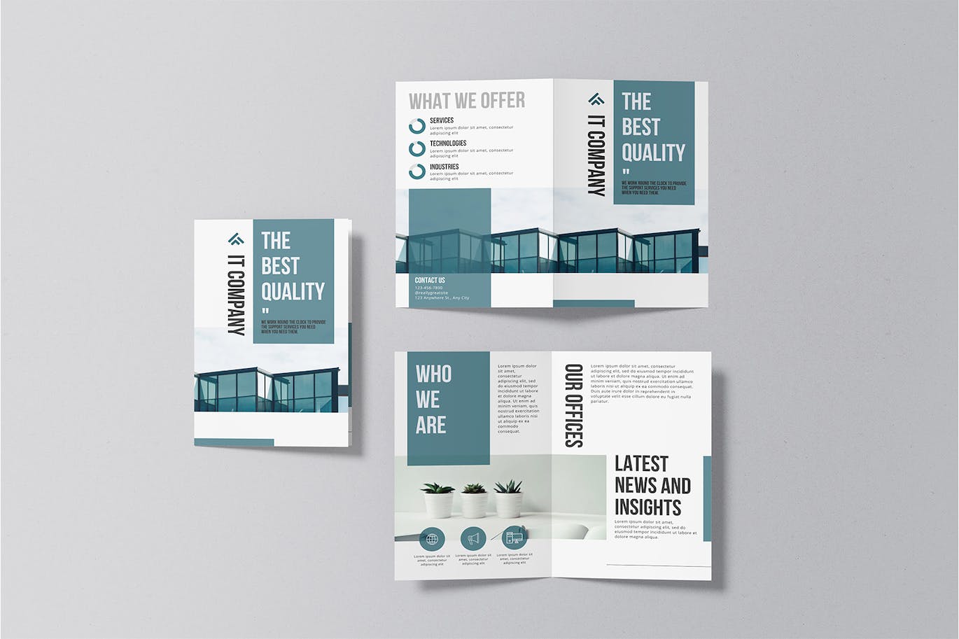 A5双折小册子/宣传册样机 A5 Bifold Brochure Mockup 样机素材 sucaiwan.com