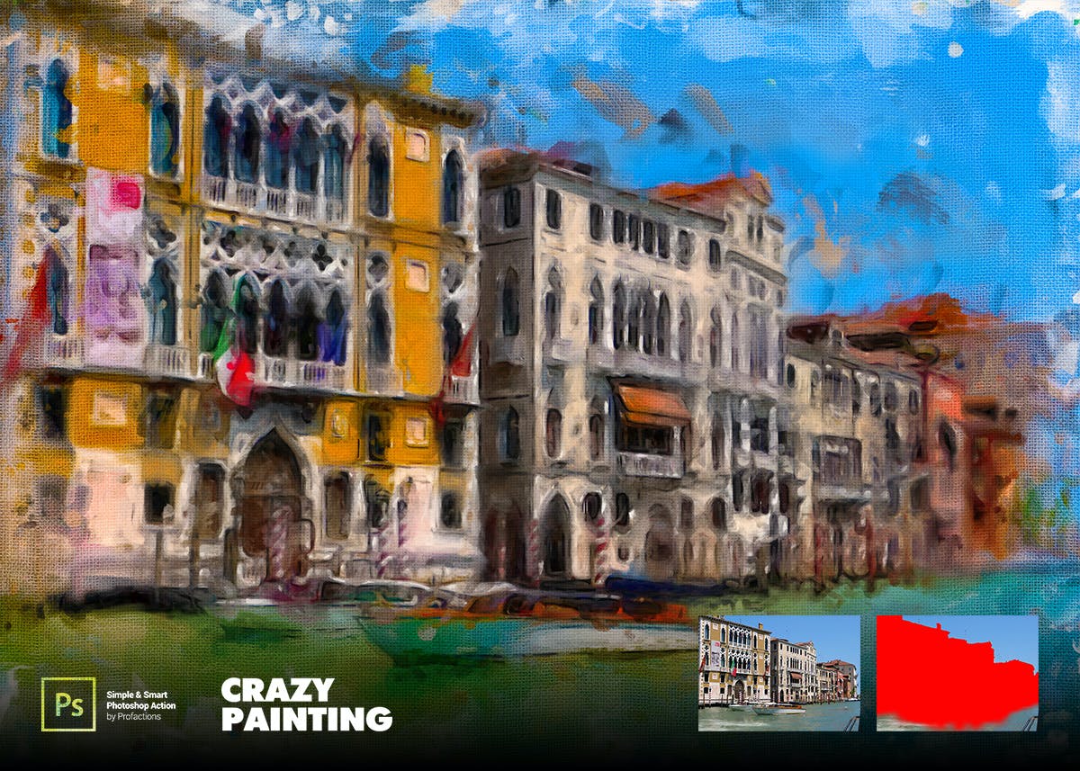 疯狂绘画效果照片处理Photoshop动作 Crazy Painting Photoshop Action 插件预设 sucaiwan.com