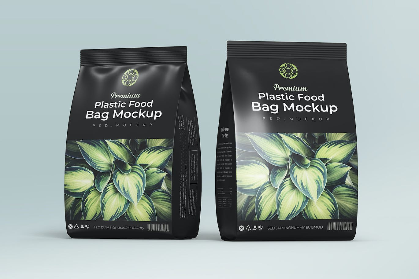 哑光塑料食品包装袋PSD样机 Matte Plastic Food Packaging Bag PSD Mockup 样机素材 sucaiwan.com