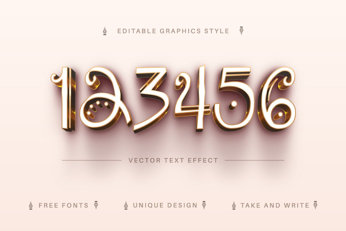 闪亮金色矢量文字效果字体样式 Golden History – Editable Text Effect, Font Style 插件预设 sucaiwan.com