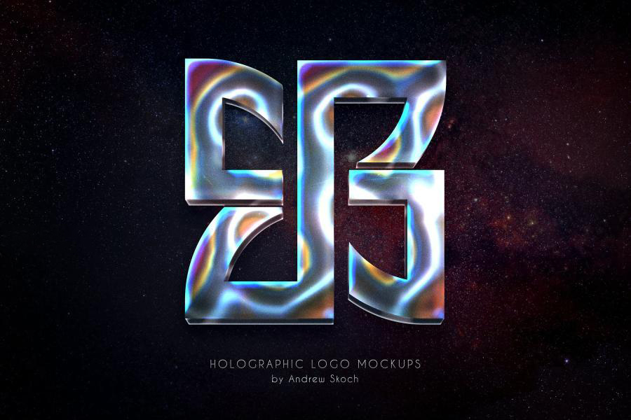 样机模板-3D立体金属全息效果LOGO标志PSD样机素材 样机素材 sucaiwan.com