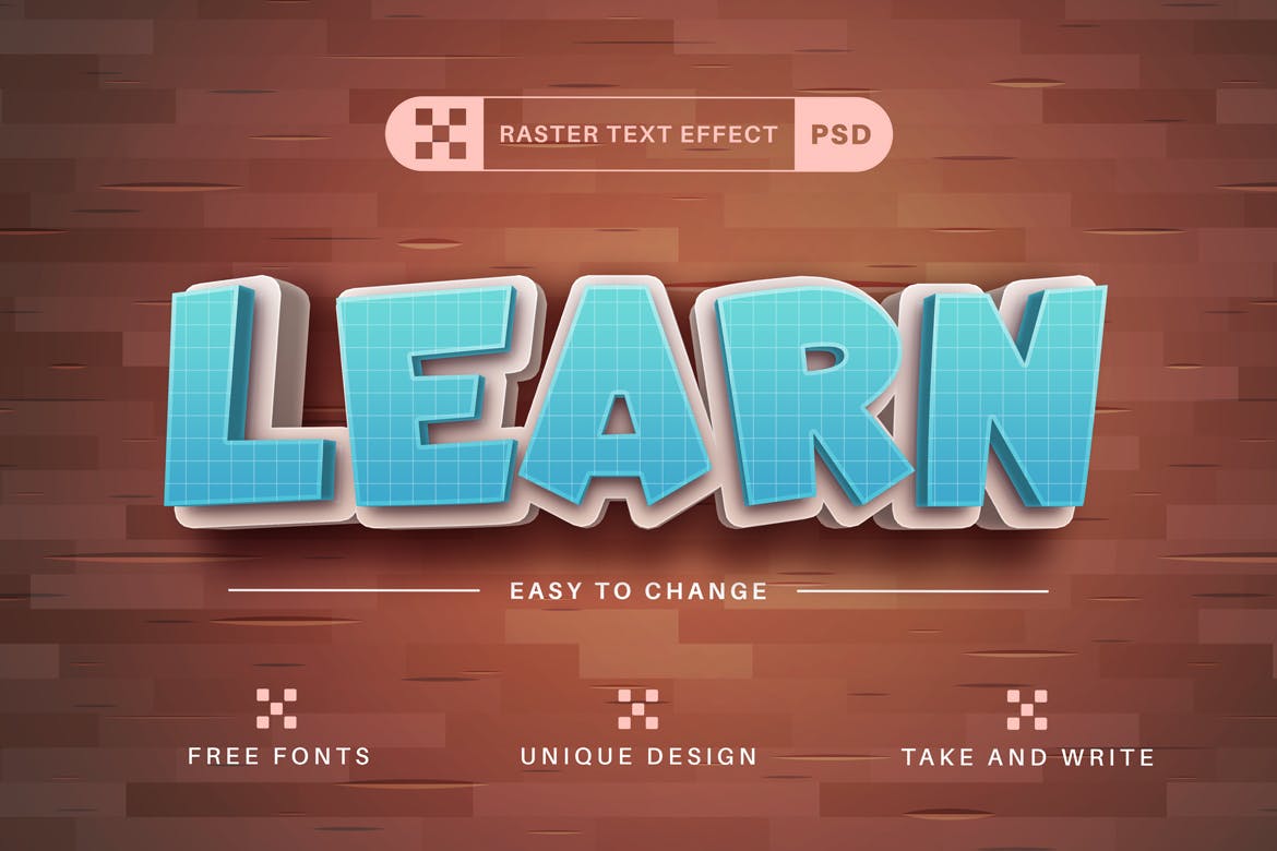 可爱3D学校文字效果字体样式 Cute School – Editable Text Effect, Font Style 插件预设 sucaiwan.com