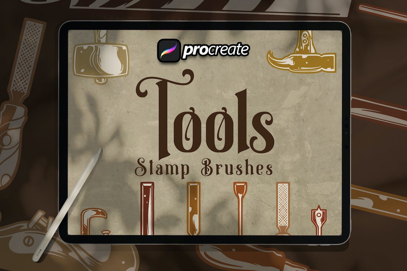 工匠工具Procreate印章绘画笔刷素材 Dansdesign Craftsman Tool Brush Stamp Procreate 笔刷资源 sucaiwan.com
